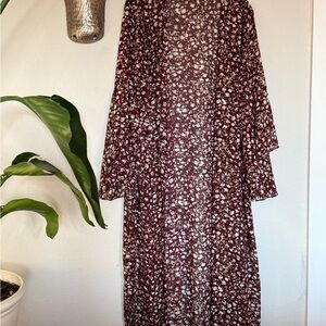 Umgee Maroon Floral Long Sleeve Kimono
